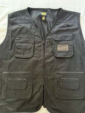 HQ ISSUE Multi-Pocket Concealment Tactical Vest with American Flag Patch, 4XL